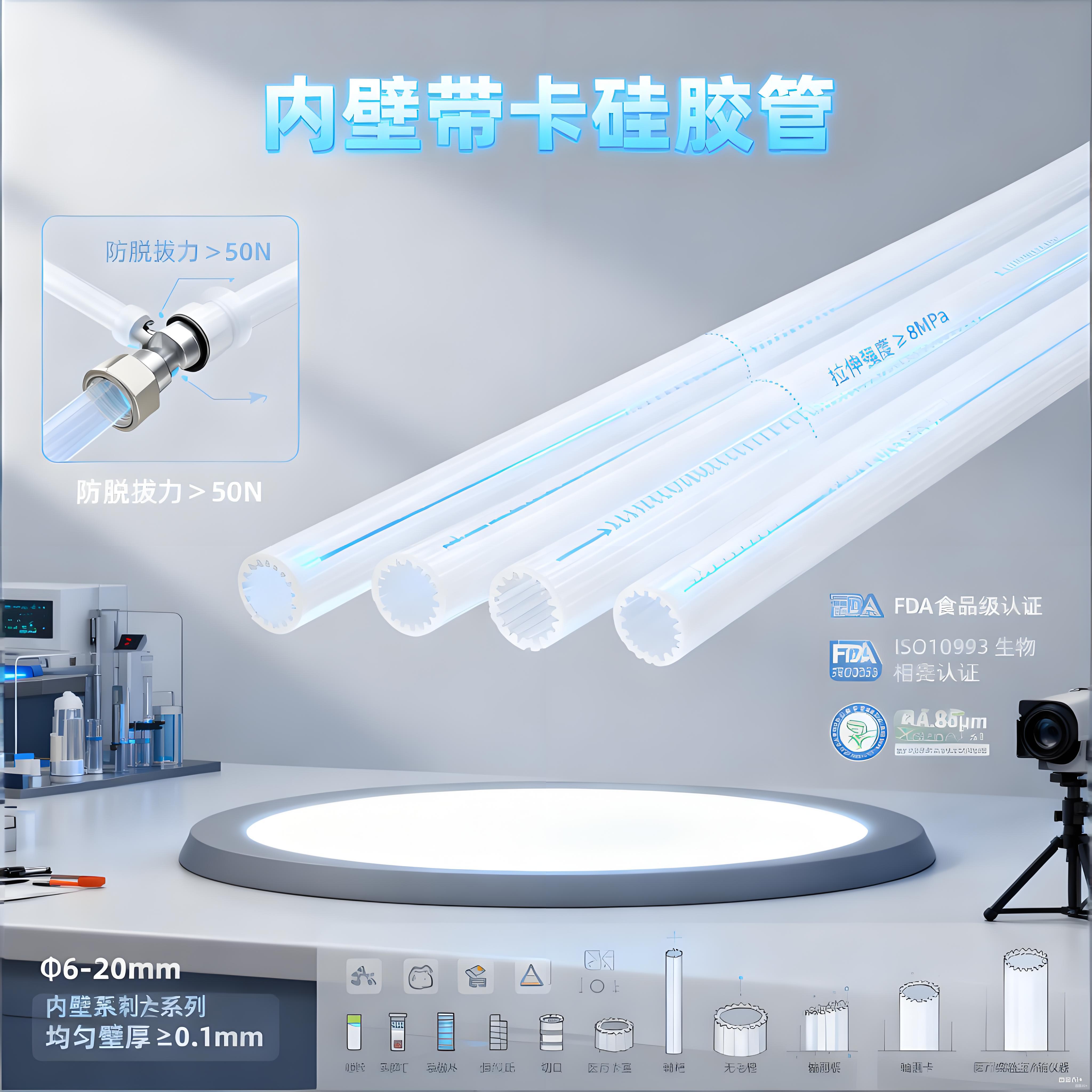 内壁带卡硅胶管